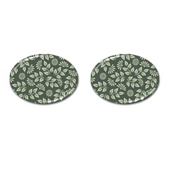 Flowers Pattern Spring Green Cufflinks (oval) by Bajindul