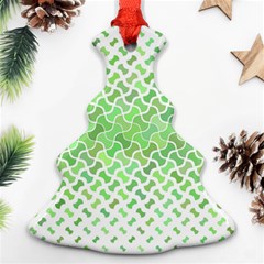 Green Pattern Curved Puzzle Christmas Tree Ornament (two Sides) by HermanTelo