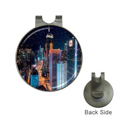 High Rise Buildings With Lights Hat Clips With Golf Markers by Pakrebo