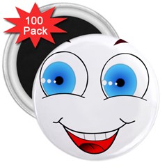 Smiley Face Laugh Comic Funny 3  Magnets (100 Pack) by Sudhe