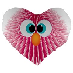 Bird Fluffy Animal Cute Feather Pink Large 19  Premium Heart Shape Cushions by Sudhe