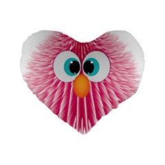 Bird Fluffy Animal Cute Feather Pink Standard 16  Premium Flano Heart Shape Cushions by Sudhe