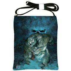 Aweome Troll With Skulls In The Night Shoulder Sling Bag by FantasyWorld7