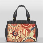 Pop Art Paisley Flowers Ornaments Multicolored 4 Background Solid Dark Red Oversize Office Handbag (2 Sides) Front