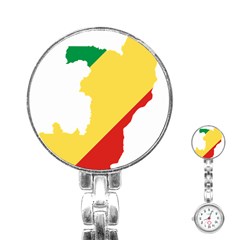 Congo Flag Map Geography Outline Stainless Steel Nurses Watch by Sapixe