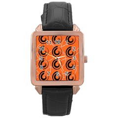 Background Pattern Retro Rose Gold Leather Watch 