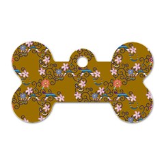 Textile Flowers Pattern Dog Tag Bone (one Side)