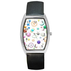 Shapes Stars Moon Sun Pattern Barrel Style Metal Watch by Simbadda