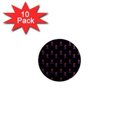 Nerdy 60s  Girl Pattern Black 1  Mini Magnet (10 Pack) 