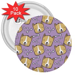 Corgi Pattern 3  Buttons (10 Pack)  by Sudhe