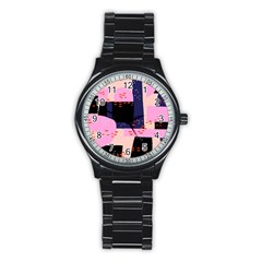 Vibrant Tropical Dot Patterns Stainless Steel Round Watch by Vaneshart