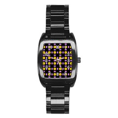 Pattern Black Background Seamless Stainless Steel Barrel Watch by Simbadda