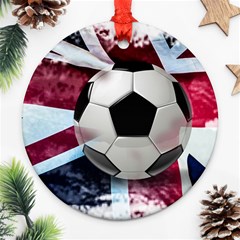 Soccer Ball With Great Britain Flag Round Ornament (two Sides) by Vaneshart