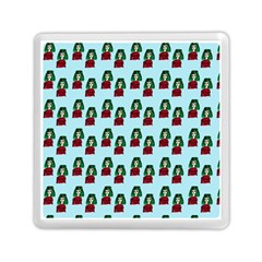 Girl With Green Hair Pattern Memory Card Reader (square) by snowwhitegirl