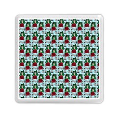 Girl With Green Hair Pattern Blue Floral Memory Card Reader (square) by snowwhitegirl