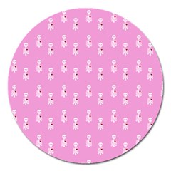 Skeleton Pink Magnet 5  (round) by snowwhitegirl