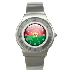 Flag Of Burkina Faso Stainless Steel Watch by trulycreative