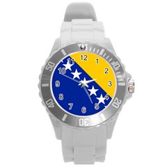 Flag Of Bosnia And Herzegovina Round Plastic Sport Watch (l) by trulycreative