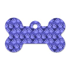 Pattern Texture Feet Dog Blue Dog Tag Bone (one Side)