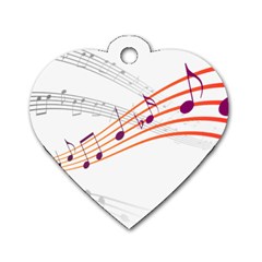 Music Notes Clef Sound Dog Tag Heart (one Side)