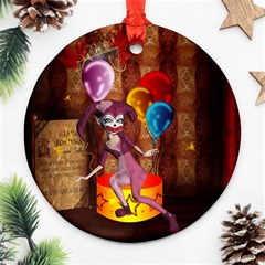 Cute Little Harlequin Ornament (round) by FantasyWorld7