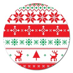 Ugly Christmas Sweater Pattern Magnet 5  (round) by Sobalvarro