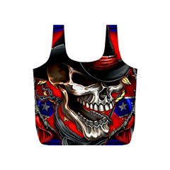 Confederate Flag Usa America United States Csa Civil War Rebel Dixie Military Poster Skull Full Print Recycle Bag (s) by Sapixe