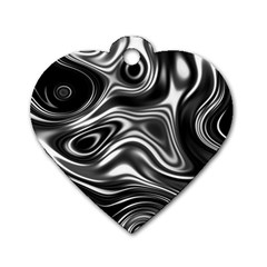 Wave Abstract Lines Dog Tag Heart (two Sides)