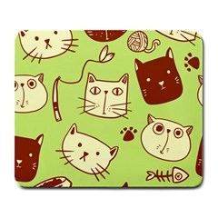 Cute Hand Drawn Cat Seamless Pattern Large Mousepads by Vaneshart