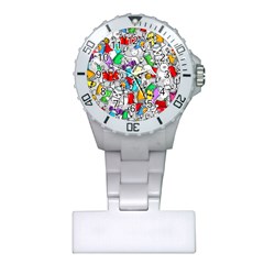 Graffiti Characters Seamless Pattern Plastic Nurses Watch by Nexatart