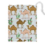 Camels Cactus Desert Pattern Drawstring Pouch (5XL) Front