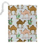 Camels Cactus Desert Pattern Drawstring Pouch (5XL) Back