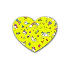 Pattern Unicorns Mermaids Horses Girlish Things Heart Coaster (4 Pack)  by Wegoenart