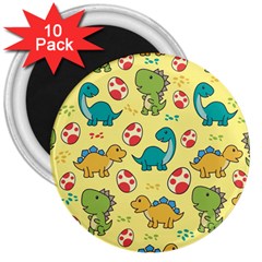 Seamless Pattern With Cute Dinosaurs Character 3  Magnets (10 Pack)  by Vaneshart