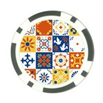 Mexican talavera pattern ceramic tiles with flower leaves bird ornaments traditional majolica style Poker Chip Card Guard (10 pack) Front