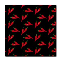 Red, Hot Jalapeno Peppers, Chilli Pepper Pattern At Black, Spicy Tile Coaster by Casemiro