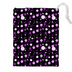 Purple, Pink Bokeh Dots, Asymmetric Polka Dot With Modern Twist Drawstring Pouch (5xl)