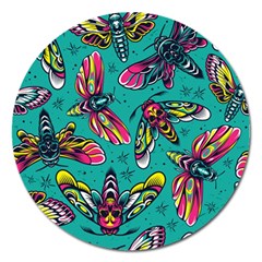 Vintage Colorful Insects Seamless Pattern Magnet 5  (round) by Amaryn4rt