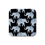 Elephant-pattern-background Rubber Square Coaster (4 pack)  Front