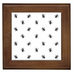 Housefly Drawing Motif Print Pattern Framed Tile by dflcprintsclothing