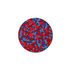 Red And Blue Camouflage Pattern Golf Ball Marker by SpinnyChairDesigns