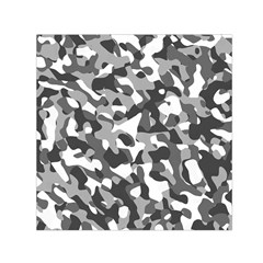 Grey And White Camouflage Pattern Small Satin Scarf (square) by SpinnyChairDesigns