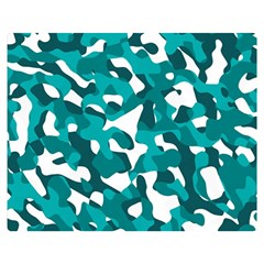 Teal And White Camouflage Pattern Double Sided Flano Blanket (medium)  by SpinnyChairDesigns