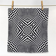 Black And White Line Art Pattern Stripes Face Towel by SpinnyChairDesigns