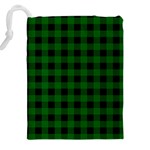 Black Dark Green Buffalo Plaid Drawstring Pouch (5XL) Back