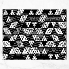 Black And White Triangles Pattern Rectangular Jigsaw Puzzl by SpinnyChairDesigns