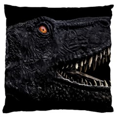 Trex Dinosaur Head Dark Poster Large Flano Cushion Case (one Side) by dflcprintsclothing