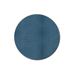 Turquoise Alligator Skin Rubber Round Coaster (4 Pack)  by LoolyElzayat