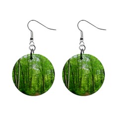 In The Forest The Fullness Of Spring, Green, Mini Button Earrings by MartinsMysteriousPhotographerShop