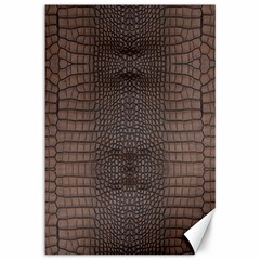 Brown Alligator Leather Skin Canvas 12  X 18  by LoolyElzayat